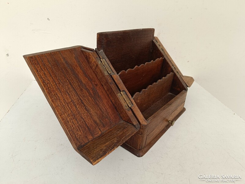 Antique small furniture, hardwood table, letter, envelope holder, stamp storage drawer, 764 8702