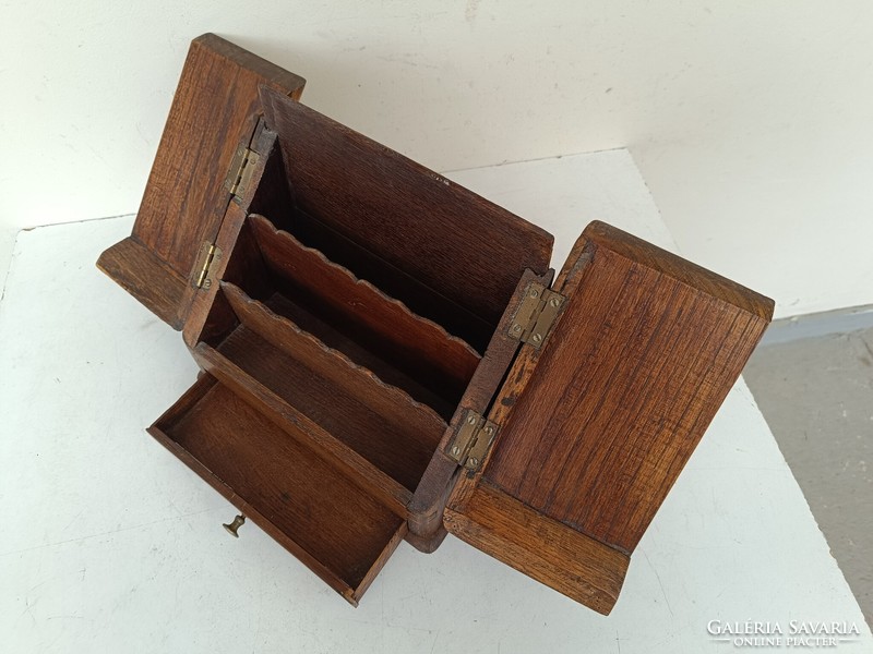 Antique small furniture, hardwood table, letter, envelope holder, stamp storage drawer, 764 8702