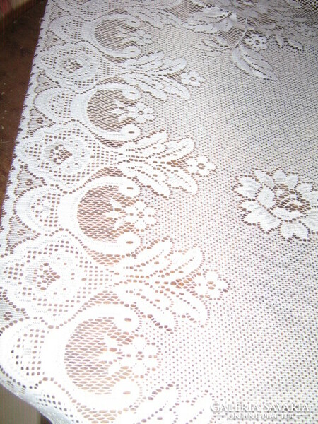 Gyönyörű fehér rózsás vintage függöny pár