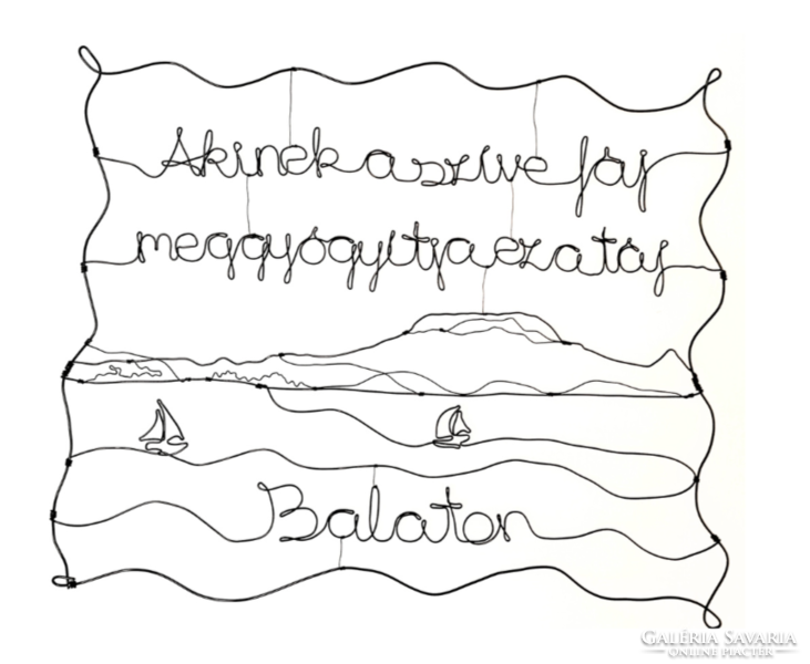 Badacsony - wall decoration with the text of an old wall protector - balaton - gift idea made of wire