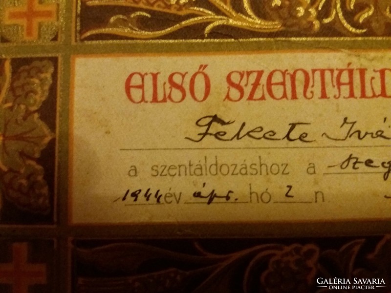 1944. April 2.Iván Fekete's first communion memorial card, Móra church in Szeged, according to the pictures