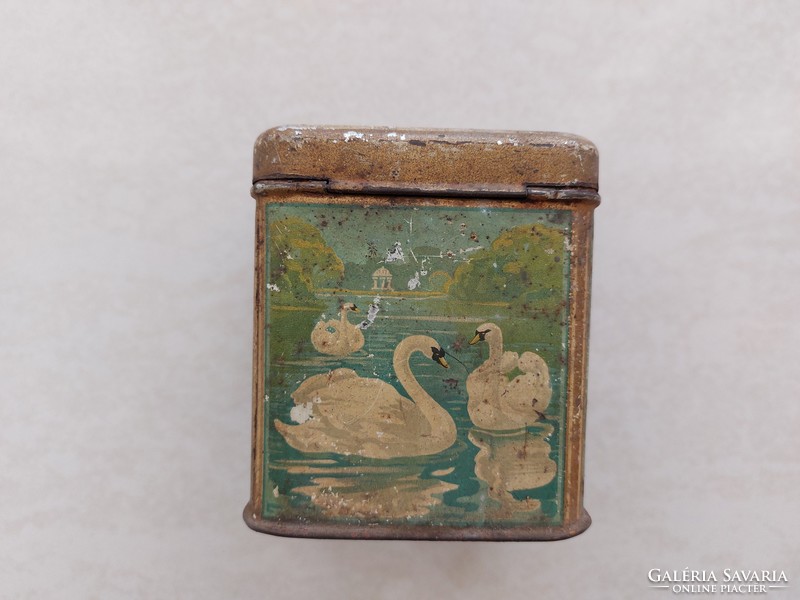 Old metal box Frank coffee box with swan pattern 10 cm