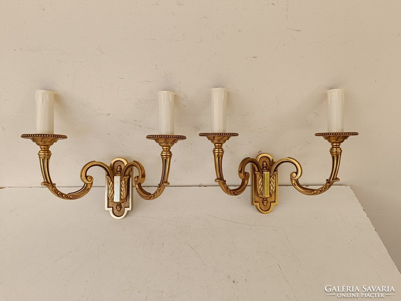 Antique wall arm pair brass 2 copper wall lamps 793 8736