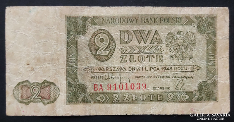 Ritka! Lengyelország 2 Zlote / Zloty 1948, F+