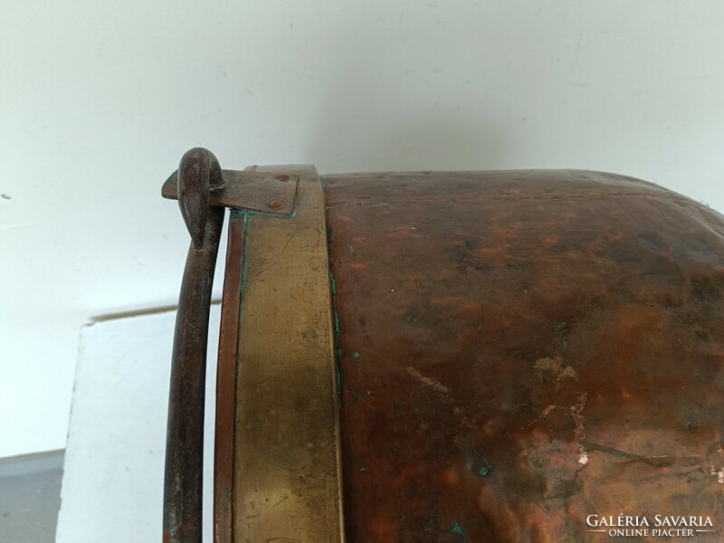 Antique kitchen red copper cauldron large heavy vessel cauldron with iron handle 761 8698