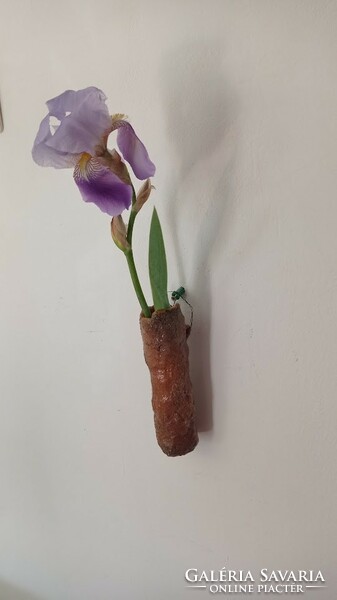 Small ceramic wall vase, unique, industrial artist type wall decoration