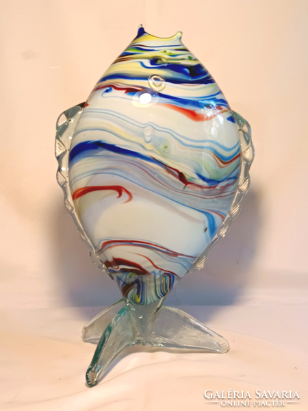 Large glass fish-shaped vase