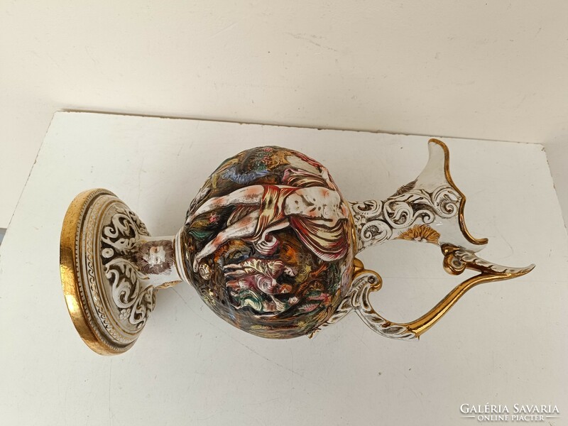 Antik capodimonte Capo di monte dúsan aranyozott sokalakos porcelán vizes kancsó 852 8756