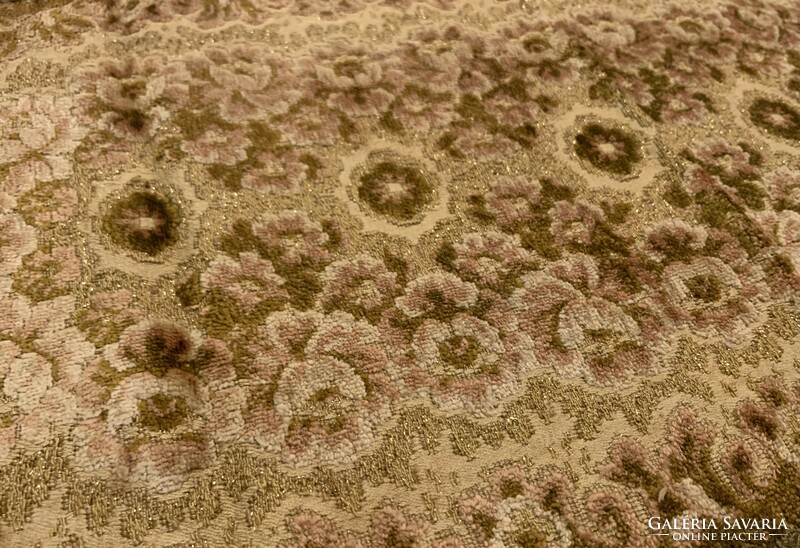 Beautiful 66cm x 34cm gold moss green pink velvet brocade metallic thread tablecloth