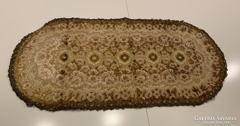 Beautiful 66cm x 34cm gold moss green pink velvet brocade metallic thread tablecloth