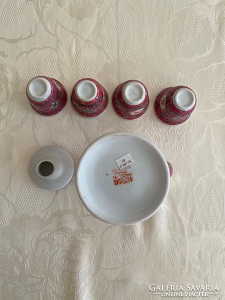 Pink jingdezhen famille rose porcelain set /small glasses and pouring/
