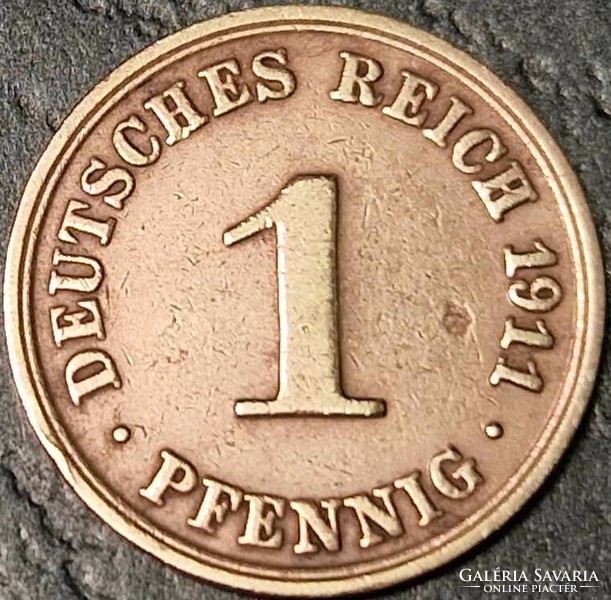Germany 1 pfennig, 1911 mintmark ''a'' - berlin