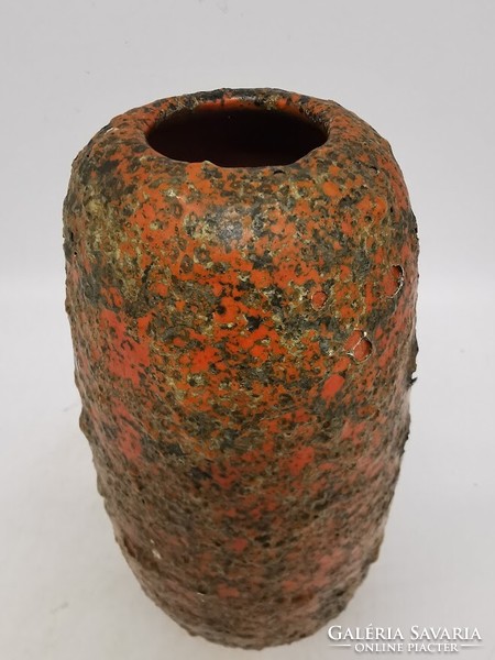 Retro vase, Hungarian handicraft ceramics, 20.5 cm