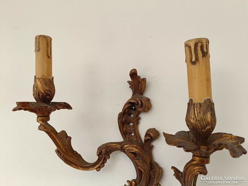 Antique patinated wall arm 1 piece 2-arm baroque copper + 2 new candle bulbs 748 8793