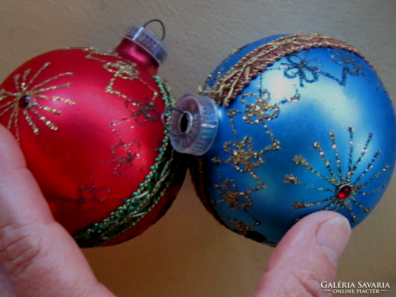 2 Retro ball Christmas tree ornaments