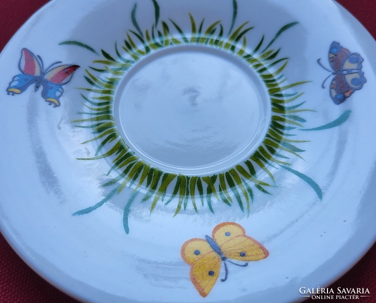 2db Fine Bone China porcelán csészealj tányér pillangó mintával