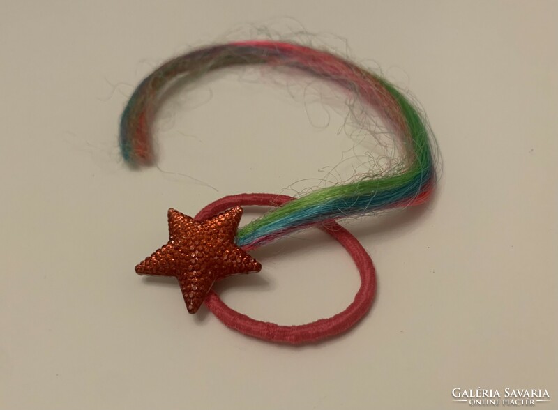 Beautiful claire's jeweled metallic star rainbow unicorn ponytail hairpiece hair elastic