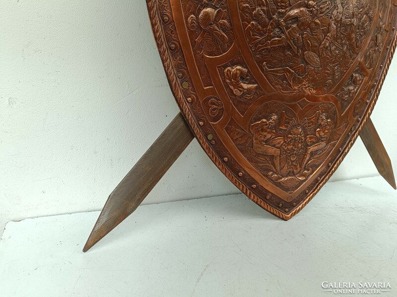 Antique red copper sword shield copy galvanoplastic wall decoration fight war battle military 745 8697