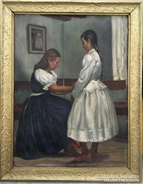 Before the wedding, oil painting from 1954. The painter's name is in the corner of the picture