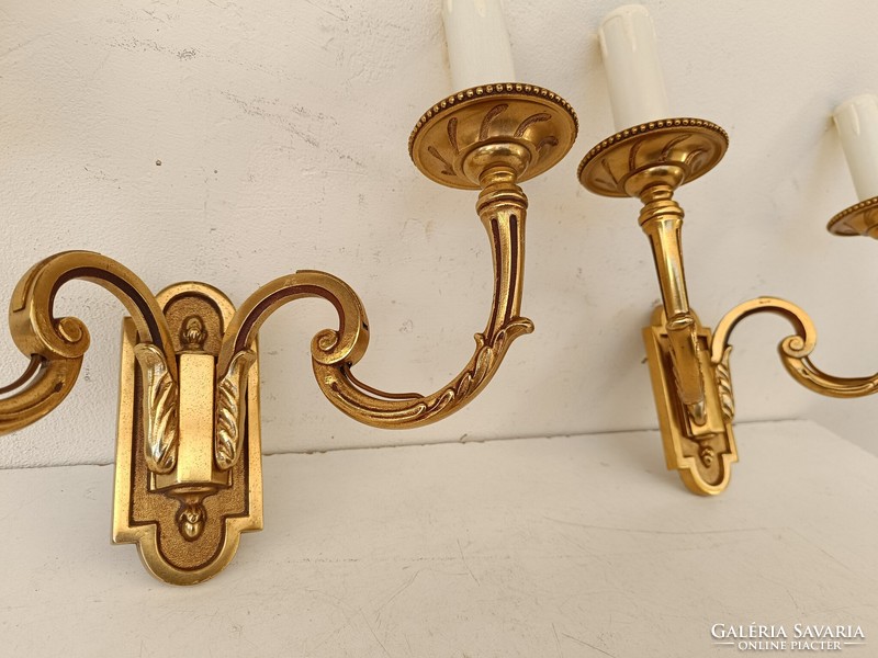 Antique wall arm pair brass 2 copper wall lamps 793 8736