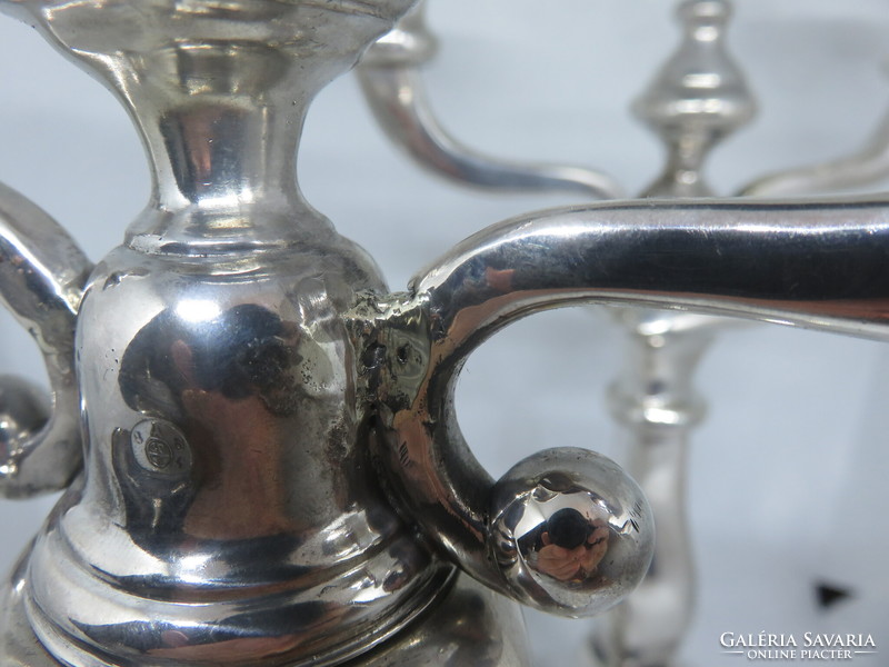 Viennese antique silver Biedermeier candelabra pair 1854