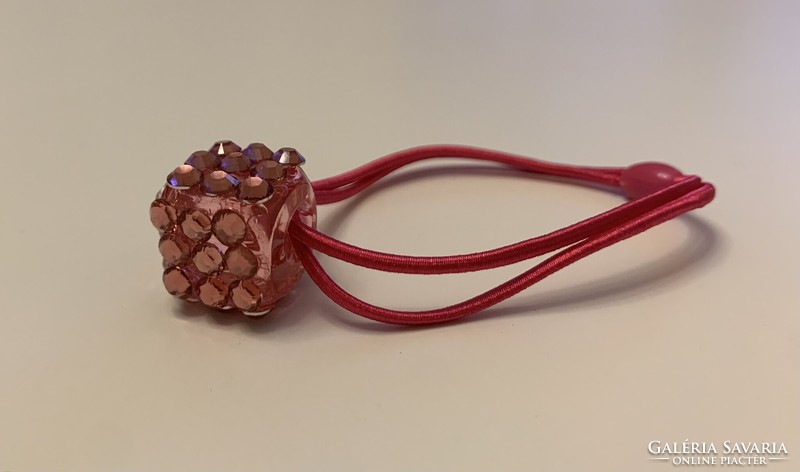 Új pink kocka dobókocka alakú köves metál fóliás szerű alapon ékköves hajgumi különleges