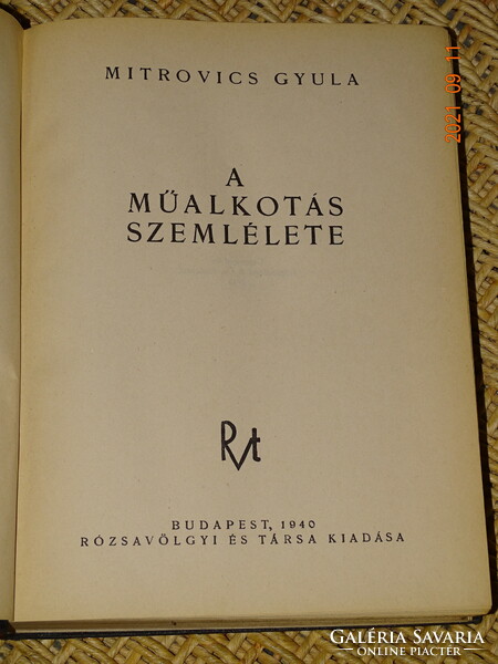 MITROVICS GYULA : A MŰALKOTÁS SZEMLÉLETE 1940