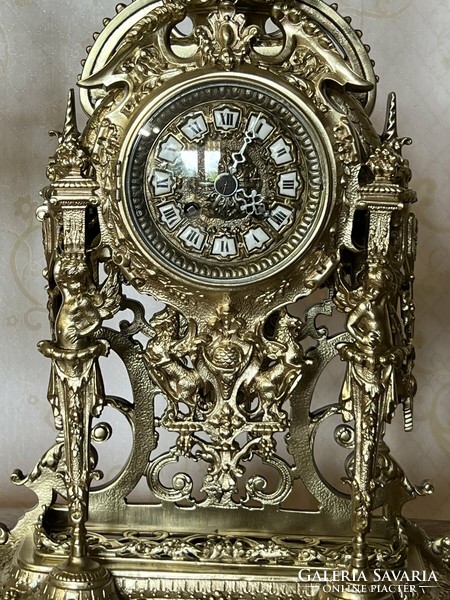 Antique copper 3-piece mantel clock set