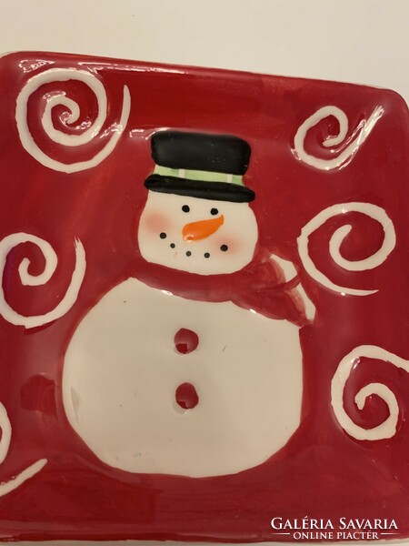 Boxed 3d ceramic Santa Claus snowman plates with glossy glaze