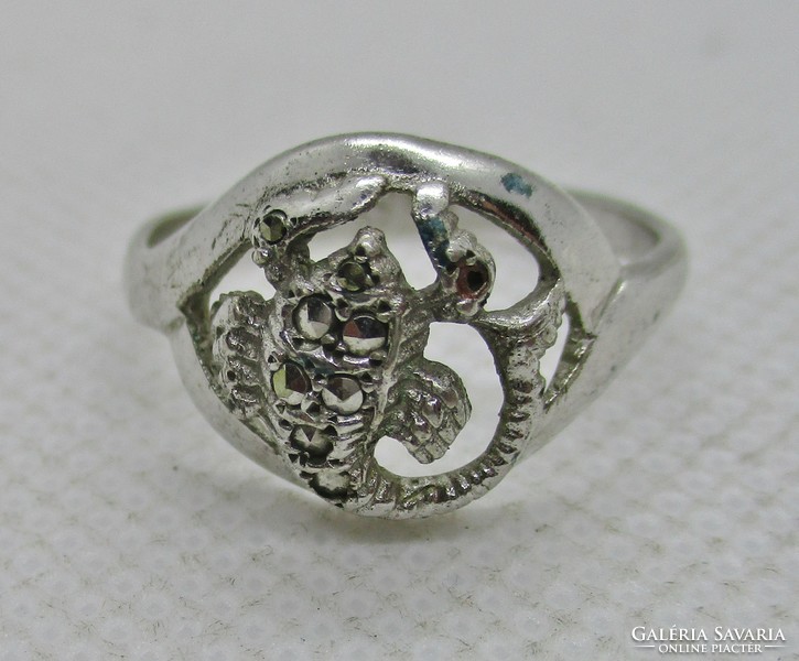 Gyönyörű  antik horoszkópos  markazitos ezüst  gyűrű skorpió