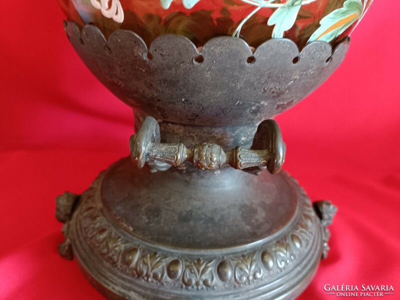 Antique bowling bowl with silver-plated copper and bronze fittings!