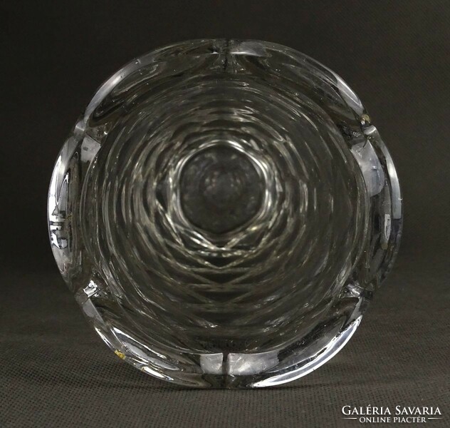 1P747 old beautiful art deco pressed scaly glass vase 25 cm