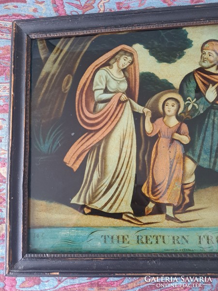 W.B . Walker The return from Egypt 1812 Üvegre festett vallási kép