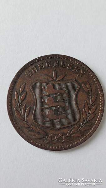 8 Doubles 1893 Guernsey,  Ritkább kis példányszámban kiadott veret