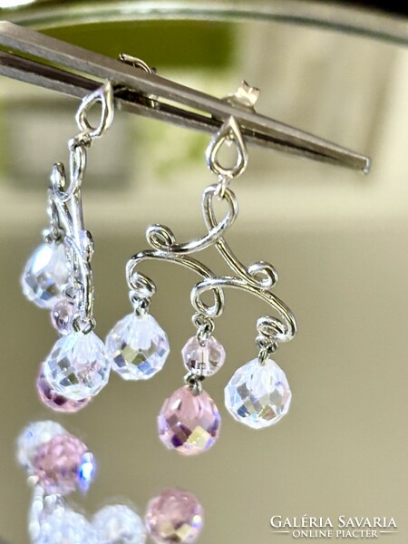 A beautiful pair of silver earrings with crystal decoration