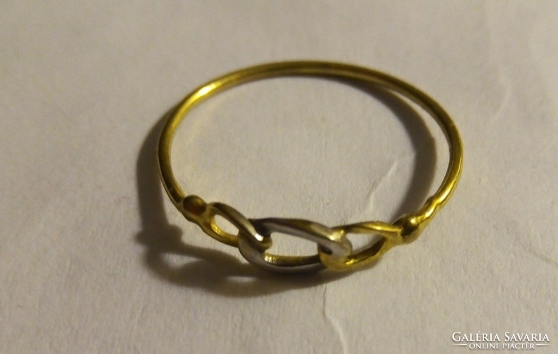 Silver little finger ring inlaid with gold