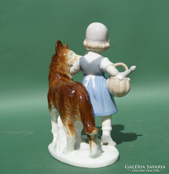 Régi német GDR Lippelsdorf piroska és a farkas porcelán figura