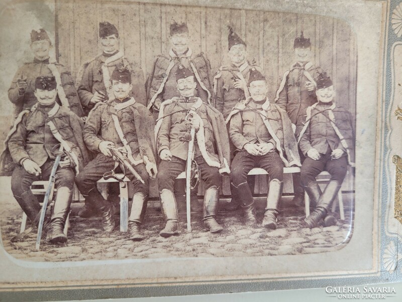 Old antique monarchy photo hussar military group photo cardboard photo bartcky victor photographer Mohács