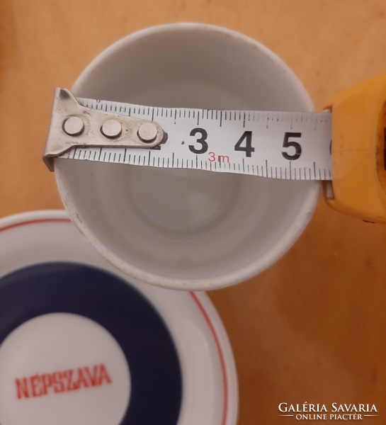 5 db Hollóházi porcelán kávés csésze+alj NÉPSZAVA felirattal