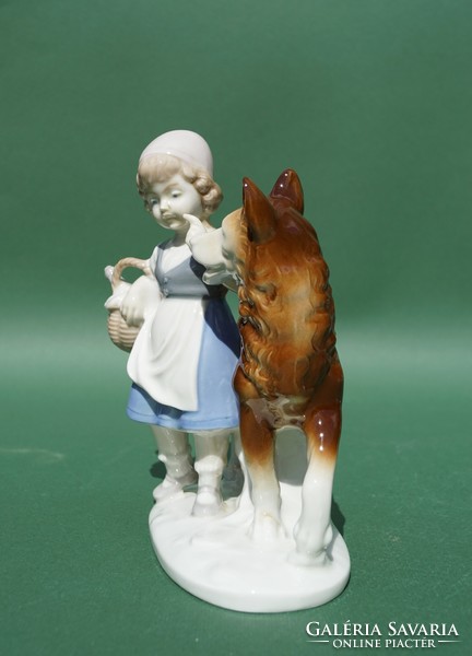 Régi német GDR Lippelsdorf piroska és a farkas porcelán figura