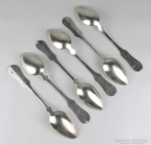 1R024 antique 1857 13-latt silver cutlery set of 6 large spoons 390g