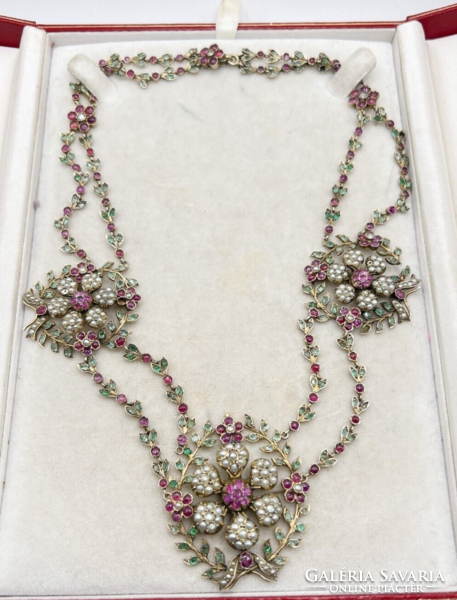 My antique museum necklace is emerald-ruby and pearl