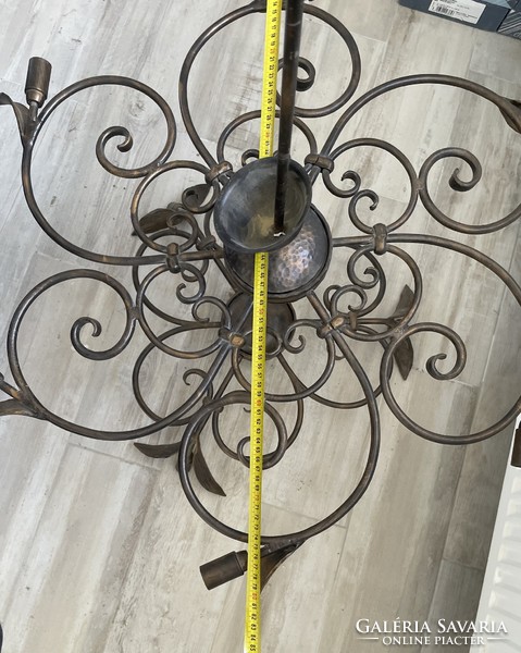 Antique wrought iron chandelier and wall arm