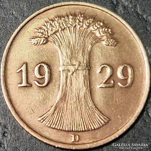 Germany 1 reichspfennig, 1929 mint mark 
