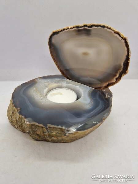 Agate mineral candle holder