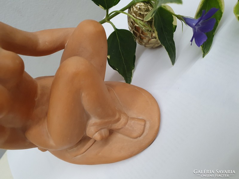 Terracotta nude sculpture by sculptor Lajos Szőke