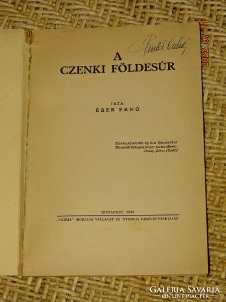 Ernő Eber: the Czenki landlord (István Széchenyi) 1942