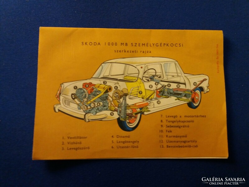 Old skoda 1000 mb car structural drawing small book + national flags cress signs + militaria
