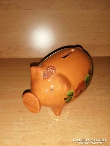 Old glazed ceramic pig bush (b)