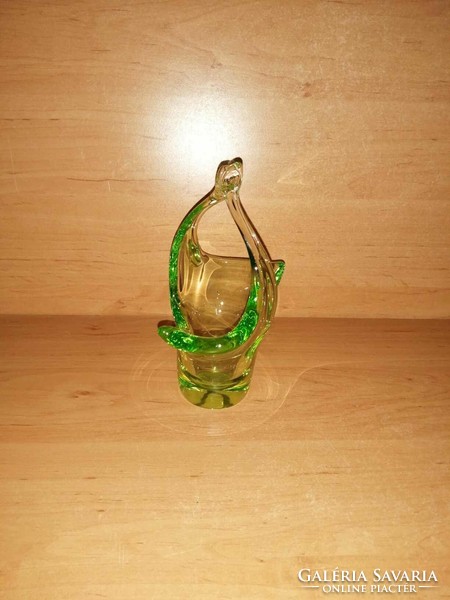 Bohemia green glass (jan beranek) serving basket from the 1960s (b)